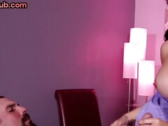 Mean masseuse mommy gives rough BDSM HJ to client on mas