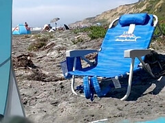 Leie, Strand, Sperma im mund, Schwanz, Freundin, Milf, Nackt, Öffentlich