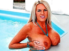 Belle grosse femme bgf, Gros cul, Gros seins, Béant, Masturbation, Piscine, Solo, Nénés