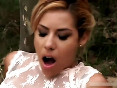 デカパイ, ブロンド, 茶髪の, グループ, Hd, アウトドア, ストッキング, 三人