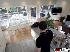 Three hot girls blowing one big penis