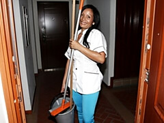 Latina MILF cleans and then fucked