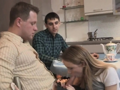 Rubia, Mamada, Cornudo, Adolescente, Trio