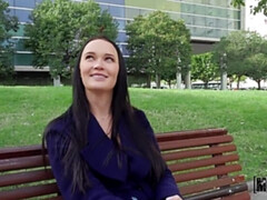 Morena, Linda, Estilo perrito, Al aire libre, Pequeña, Pov, Montar, Ruso