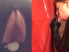 口内発射, イく瞬間, のぞき穴, 淫乱熟女