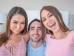 Pijpbeurt, Bruinharig, 1 man 2 vrouwen, Handbeurt, Latijnse vrouw, Tiener, Trio