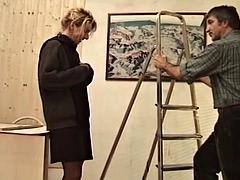 Blonde, Sucer une bite, Doigter, Poilue, Hard, Mature, Rugueux, Suçant
