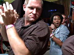 Gay party lovers in stripping public orgy