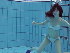 素人, 美女, アウトドア, プール, 公共, 赤毛, 一人, 水中