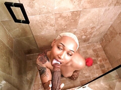 Kont, Zwart, Blond, Pijpbeurt, Hondjeshouding, Sperma in gezicht, Hd, Natuurlijke tieten