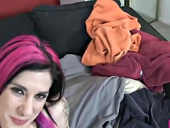Alison Rey getting her tight pussy stretched on the sofa