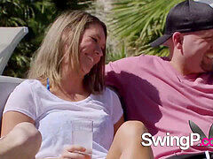 Paar, Gruppe, Milf, Orgie, Party, Pool, Öffentlich, Realität