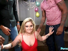 Rubia, Mamada, Ébano, Sexo duro, Hd, Monstruo, Medias largas, Esposa