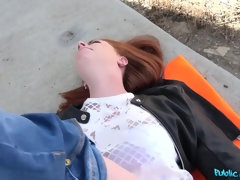 美女, ハードコア, お金, ポルノスター, 公共, 現実, 赤毛