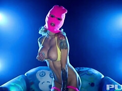 デカパイ, ブロンド, 女, フェティッシュ, Hd, 一人, タトゥー