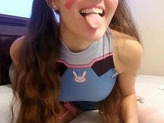 Cute Overwatch Dva Cosplaying Teen Masturbates And Cums