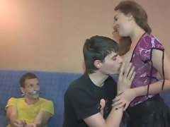 Mamada, Cornudo, Europeo, Novia, Orgasmo, Coño, Montar, Ruso