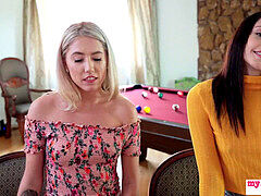 フェラチオ, 茶髪の, 中出し, 女, オーガズム, 三人, オッパイの