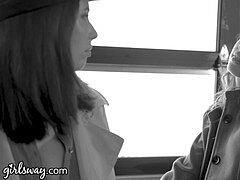 Bruinharig, Zoenen, Lesbisch, Ondergoed, Realiteit, Geschoren, Kousen, Tieten likken