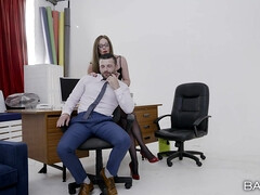 お尻, 茶髪の, ヨーロピアン, オフィス, ピアス, 赤毛, スペイン人, オッパイの