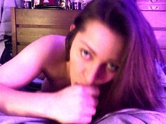 Slutty brunette girlfriend Dani Daniels - Waking You Up With POV Blowjob - cum in mouth