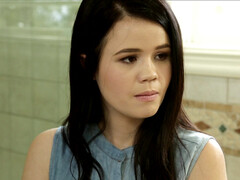 Salle de bains, Brunette brune, Mignonne, Léchez, Mamelons, Douche, Adolescente, Nénés