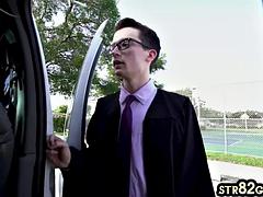 Pulled skinny str8t cocksucked in van