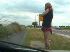 public purple rod flashes from lady-boy exhibitionist slut