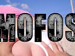 Bella Rolland rewards her guy with a public doggy-style pounding with her tight wet pussy