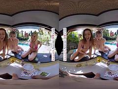 Tussi, Grosser schwanz, Grosse titten, Blondine, Flotter vierer, Party, Pov, Überraschung