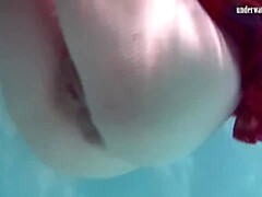 Gros seins, Brunette brune, Femelle, Hd, Piscine, Gicler, Maillot de bain, Sous marin