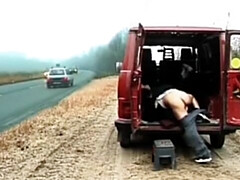 Amateur, Coche, Corridas faciales, Alemán, Al aire libre, Público, Realidad, Voyeur