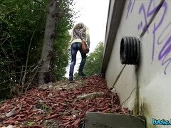 Tussi, Blondine, Blasen, Bus, Europäisch, Geld, Im freien, Realität