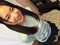 Aziatisch, Pijpbeurt, Sperma, Handbeurt, Japaans, Buiten, Tiener, Tieten likken