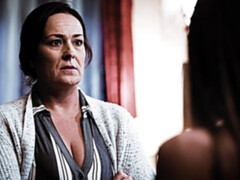 デカ尻, フェラチオ, 茶髪の, バック, 手コキする, ティーン, 三人, オッパイの