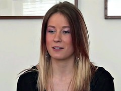 A pretty hungarian girl with tight fit body does a casting