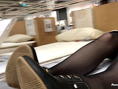 Public showcasing in IKEA. Upskirt No panties. Part two