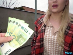Russian hot girl shows her tits on the street
