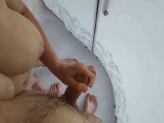 デカパイ, フェムドム, 手コキする, 自家製, 熟年, 淫乱熟女, 自然山雀, オッパイの