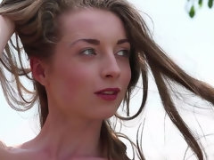 Rubia, Vestido, Flexible, Al aire libre, Pequeña, Piscina, Flaco, Solo