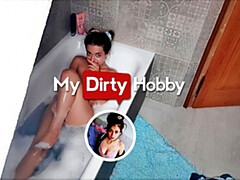 素人, 浴室, デカパイ, 女, Hd, オナニー, オーガズム, 一人