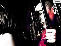 Bondage discipline sadomasochisme, Grote mammen, Latex, Trio, Tieten likken