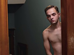 Taboo twink fucked bareback by his stepdad while voyeur watches