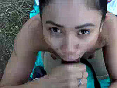 黒人, フェラチオ, イく瞬間, 手コキする, ラティーナ, アウトドア, 公共