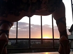 Up Dress No Panties - Enjoy The City View Sun Set