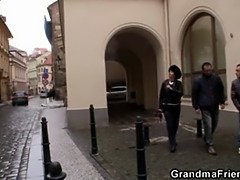 Hot threesome with nasty old whore