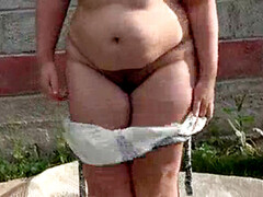 Amateur, Gorda, Gordita, Gorda, Peludo, Masturbación, Al aire libre, Solo