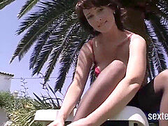 茶髪の, ドイツ人, 人妻の, オナニー, 淫乱熟女, アウトドア