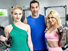 18, デカチン, フェラチオ, バック, 女 人男 人, ジム, 自然山雀, ティーン