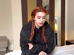 Redhead teen takes on best friend in POV truth or dare with cumshot finish
